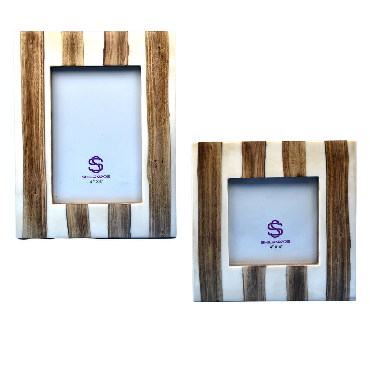 ELEGANT WHITE STRIP PATTERN STYLISH PHOTO FRAMES