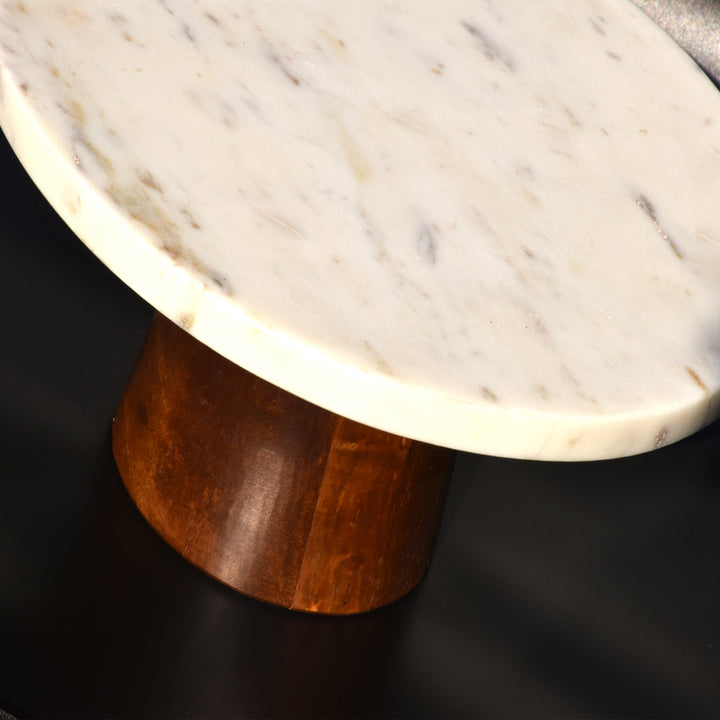 LUXURIOUS CAKE STAND IN WHITE MARBLE AND WOOD