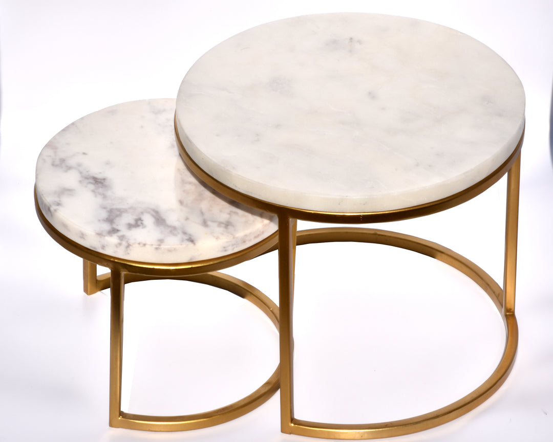 PREMIUM ROUND MARBLE & BRASS STAND FOR PIZZA AND CAKES