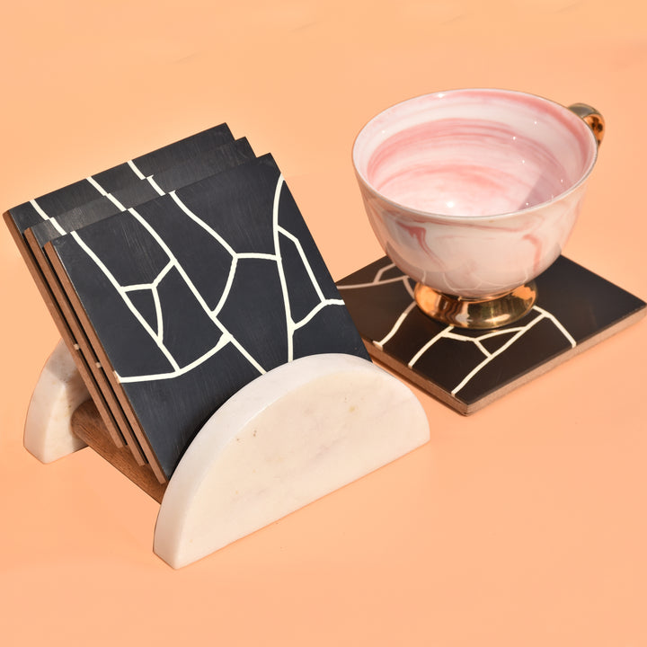 BLACK MARBLE PATTERN STYLISH RESIN COASTERS