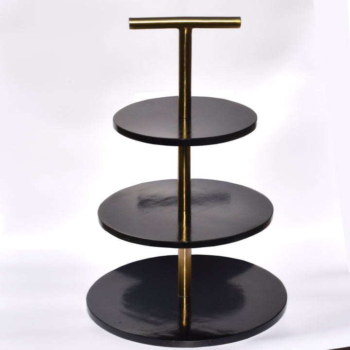 LUXURIOUS MARBLE 3-TIER DESSERT & CUPCAKE STAND WITH GOLD FITTINGS