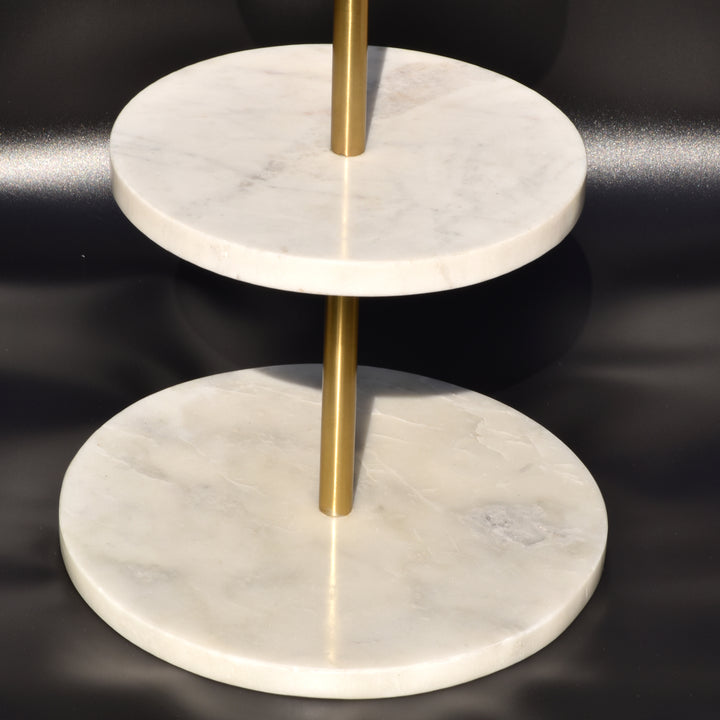 LUXURIOUS MARBLE 3-TIER DESSERT & CUPCAKE STAND WITH GOLD FITTINGS