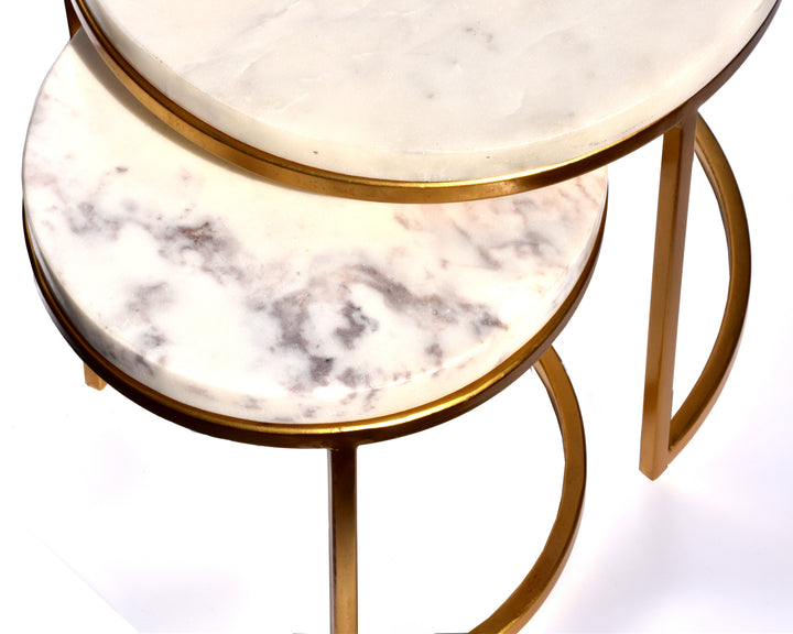 PREMIUM ROUND MARBLE & BRASS STAND FOR PIZZA AND CAKES