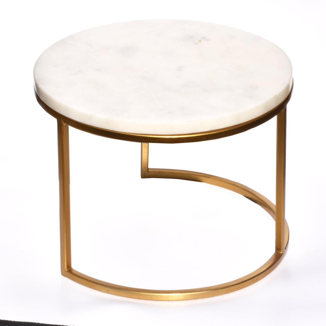 PREMIUM ROUND MARBLE & BRASS STAND FOR PIZZA AND CAKES