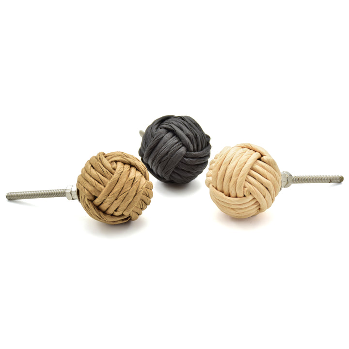 Handmade Woven Knot Cabinet Knob | Rattan Style Drawer Pull | Boho Furniture Knob | Shilpware