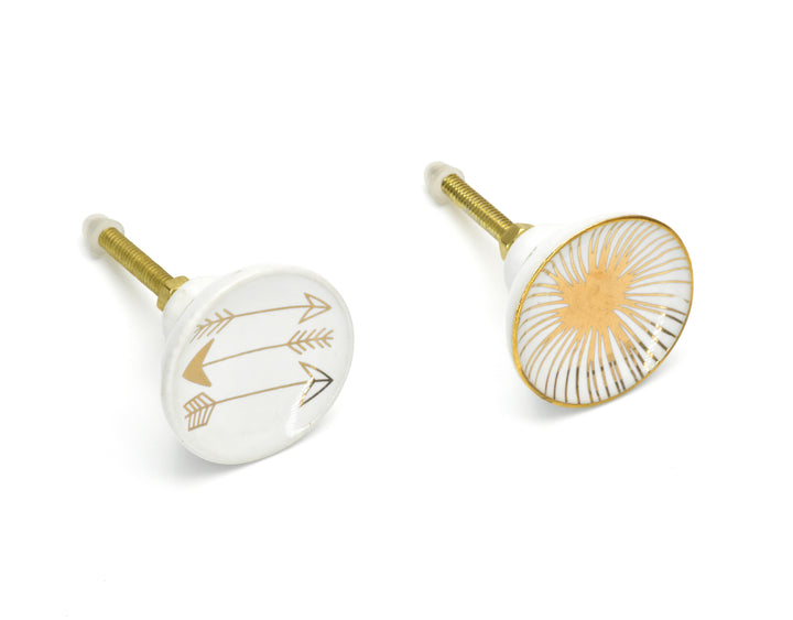 LUXURIOUS SPARK GOLD ROUND SHAPE CERAMIC CABINET KNOBS