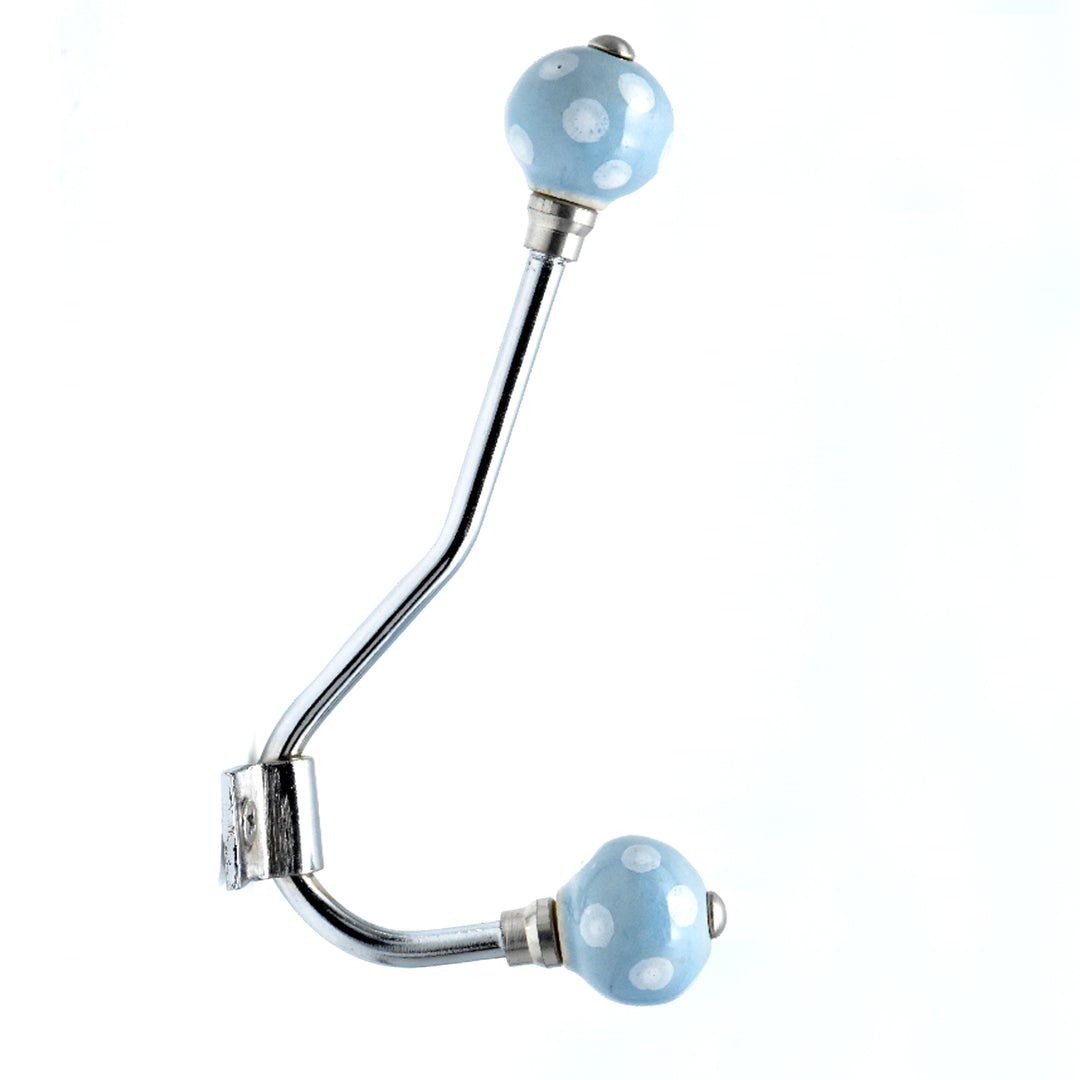 Handmade Ceramic Polka Dot Double Wall Hook | Coat &amp; Bag Hanger | SHILPWARE