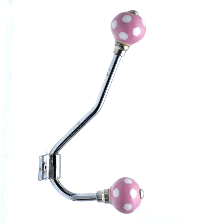 Handmade Ceramic Polka Dot Double Wall Hook | Coat &amp; Bag Hanger | SHILPWARE
