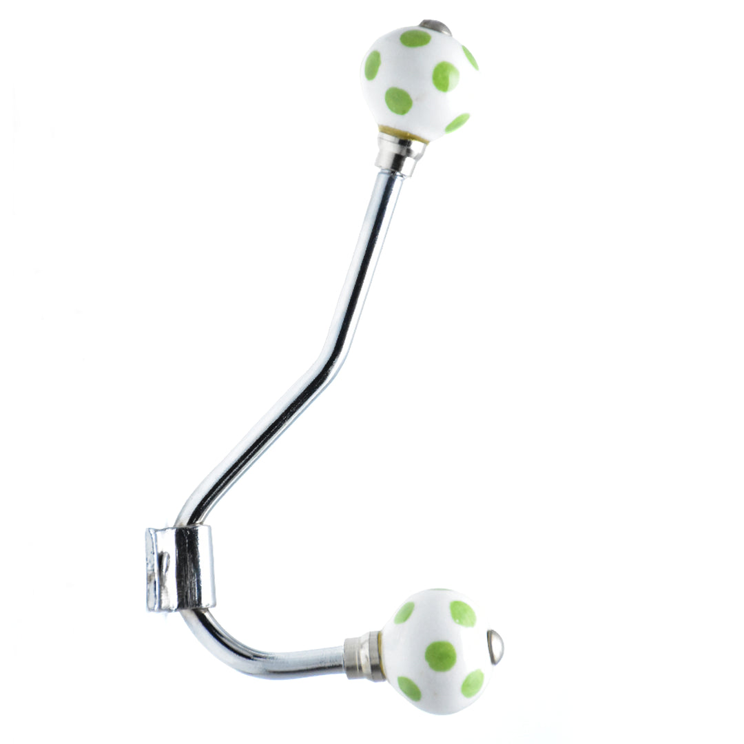 Handmade Ceramic Polka Dot Double Wall Hook | Coat &amp; Bag Hanger | SHILPWARE