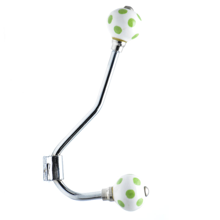 Handmade Ceramic Polka Dot Double Wall Hook | Coat &amp; Bag Hanger | SHILPWARE