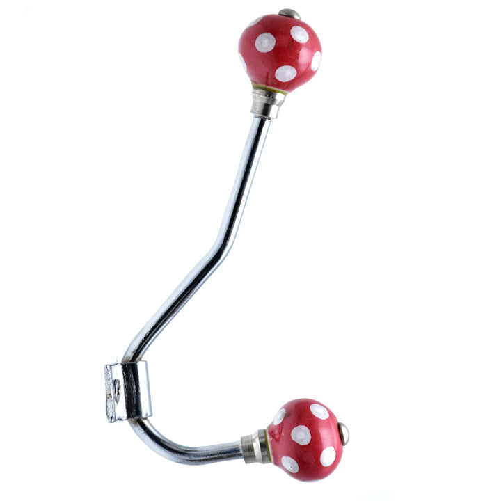 Handmade Ceramic Polka Dot Double Wall Hook | Coat &amp; Bag Hanger | SHILPWARE