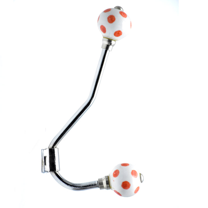Handmade Ceramic Polka Dot Double Wall Hook | Coat &amp; Bag Hanger | SHILPWARE