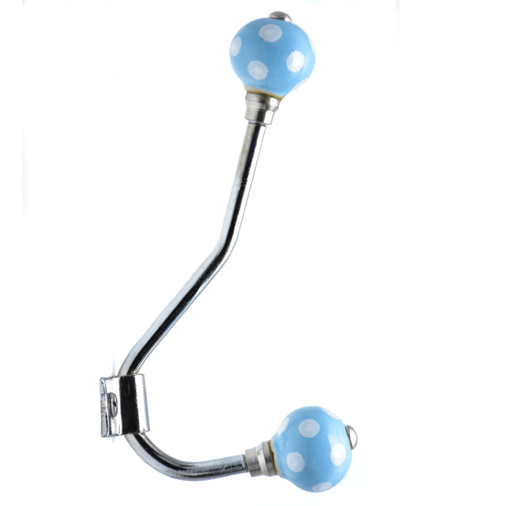 Handmade Ceramic Polka Dot Double Wall Hook | Coat &amp; Bag Hanger | SHILPWARE