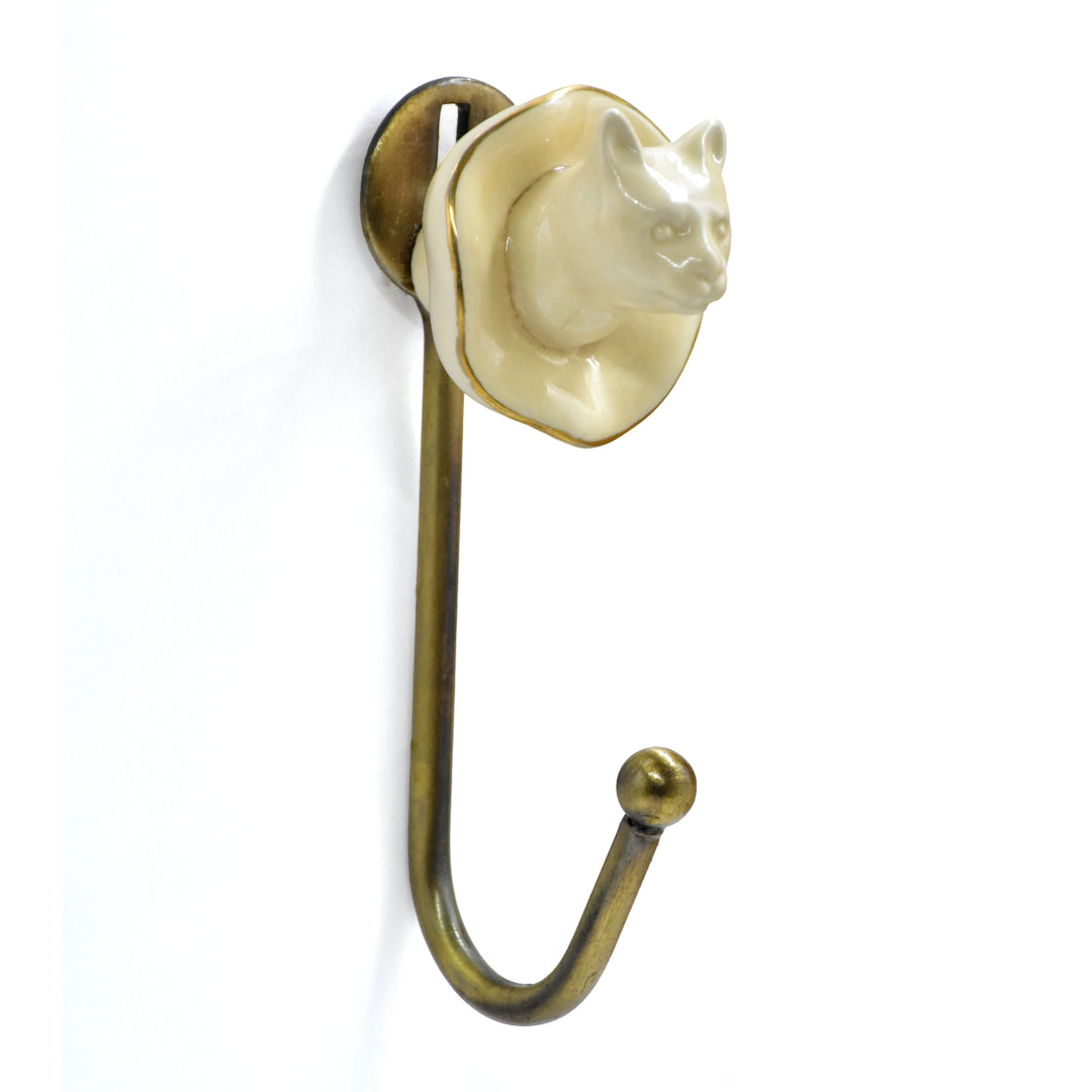 Antique Brass Animal Wall Hook | Ceramic Accent Hook | SHILPWARE