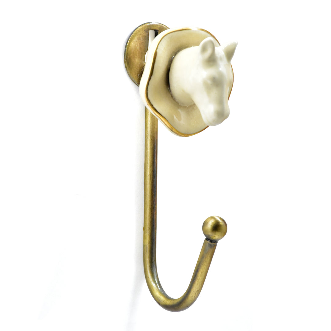 Antique Brass Animal Wall Hook | Ceramic Accent Hook | SHILPWARE
