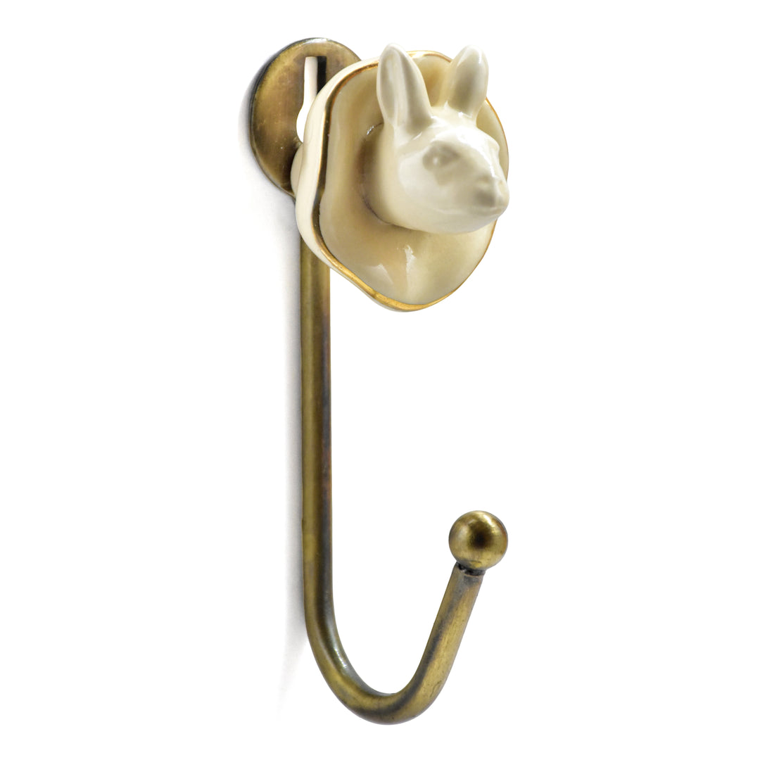 Antique Brass Animal Wall Hook | Ceramic Accent Hook | SHILPWARE