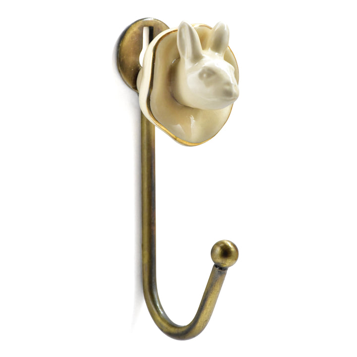 Antique Brass Animal Wall Hook | Ceramic Accent Hook | SHILPWARE