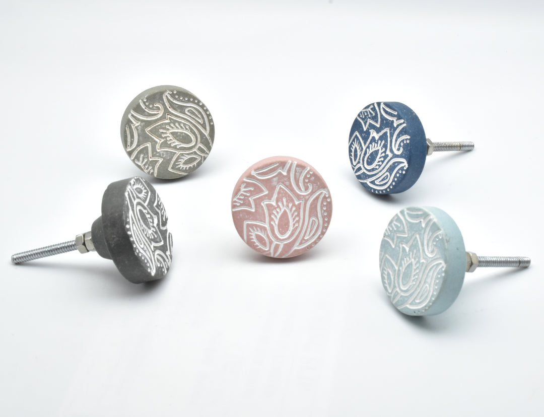 ELEGANT PAISLEY DESIGN MATTE TERRACOTTA CERAMIC CABINET DRAWER KNOBS