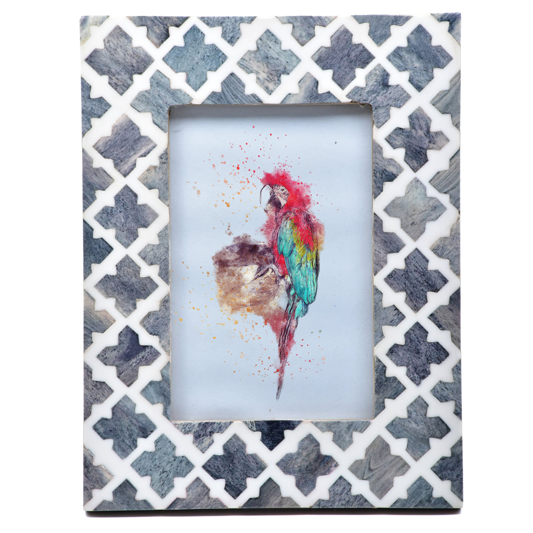 Handmade Bone Inlay Photo Frame | Geometric Pattern Picture Frame | 4x4 &amp; 6x4 Inch | SHILPWARE