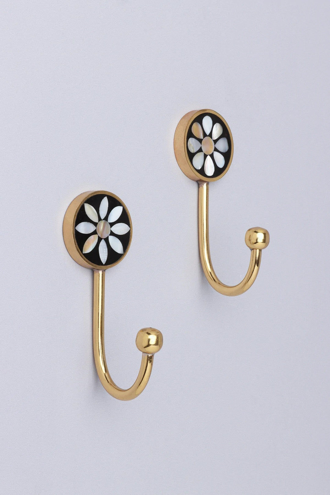 STUNNING MOTHER OF PEARL WALL HOOKS WITH BRASS FITTING FOR HOME