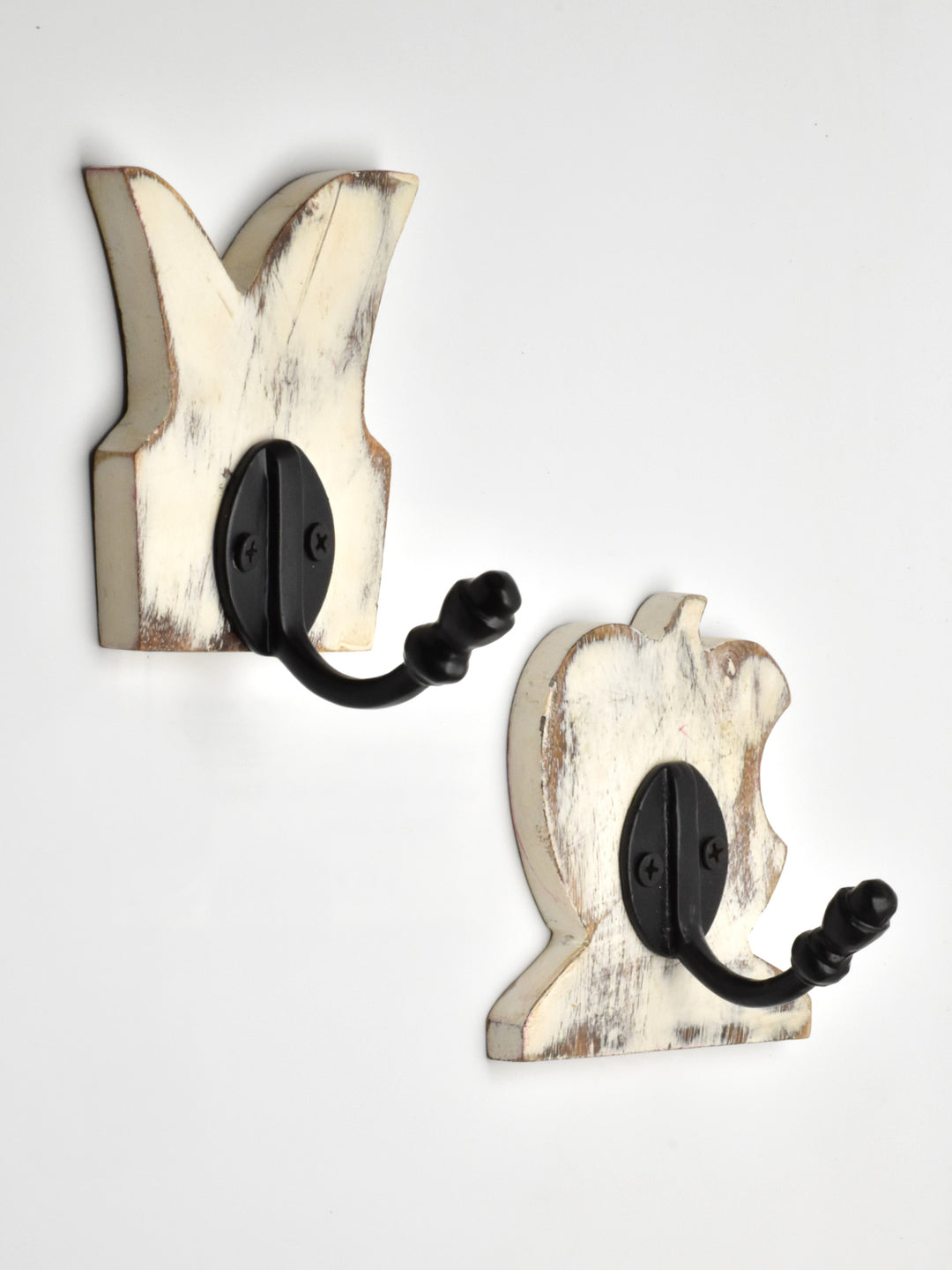 STYLISH CAST IRON COATED WALL HOOK IN WHITE SHADE WOOD