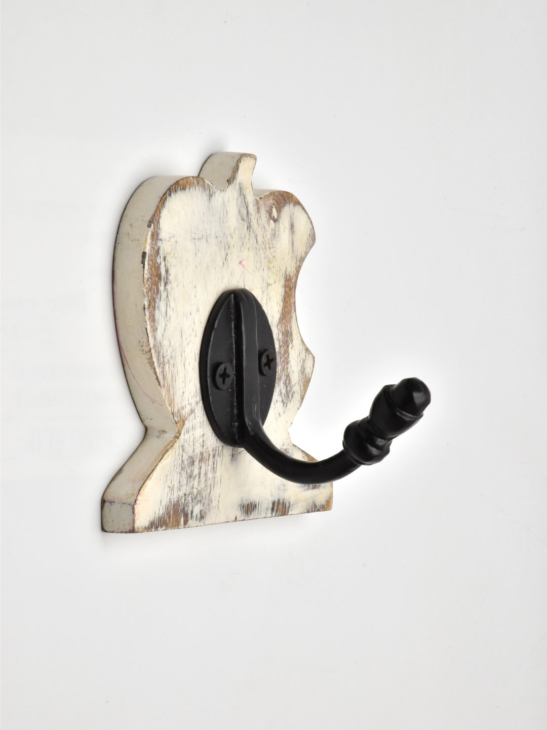 STYLISH CAST IRON COATED WALL HOOK IN WHITE SHADE WOOD