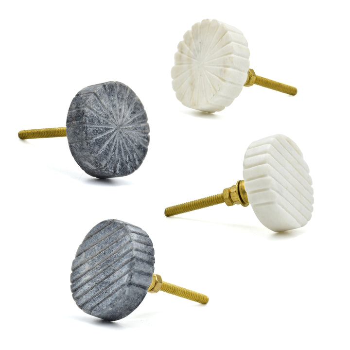 Round Textured Stone Drawer Knobs | Modern Kitchen | Hand Carved Marble Cabinet Knobs