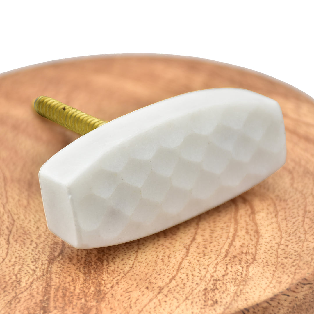 Marble Cabinet Knob with Brass Wire Wrap | Faceted Stone Drawer Knob