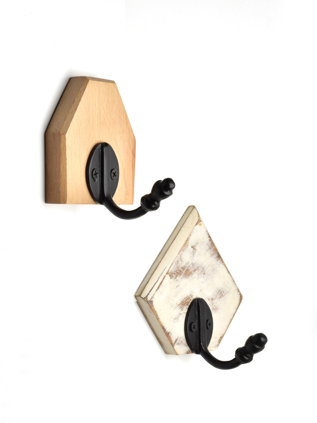 STYLISH CAST IRON COATED WALL HOOK IN WHITE SHADE WOOD