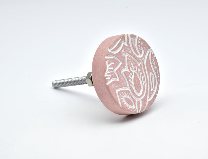 ELEGANT PAISLEY DESIGN MATTE TERRACOTTA CERAMIC CABINET DRAWER KNOBS