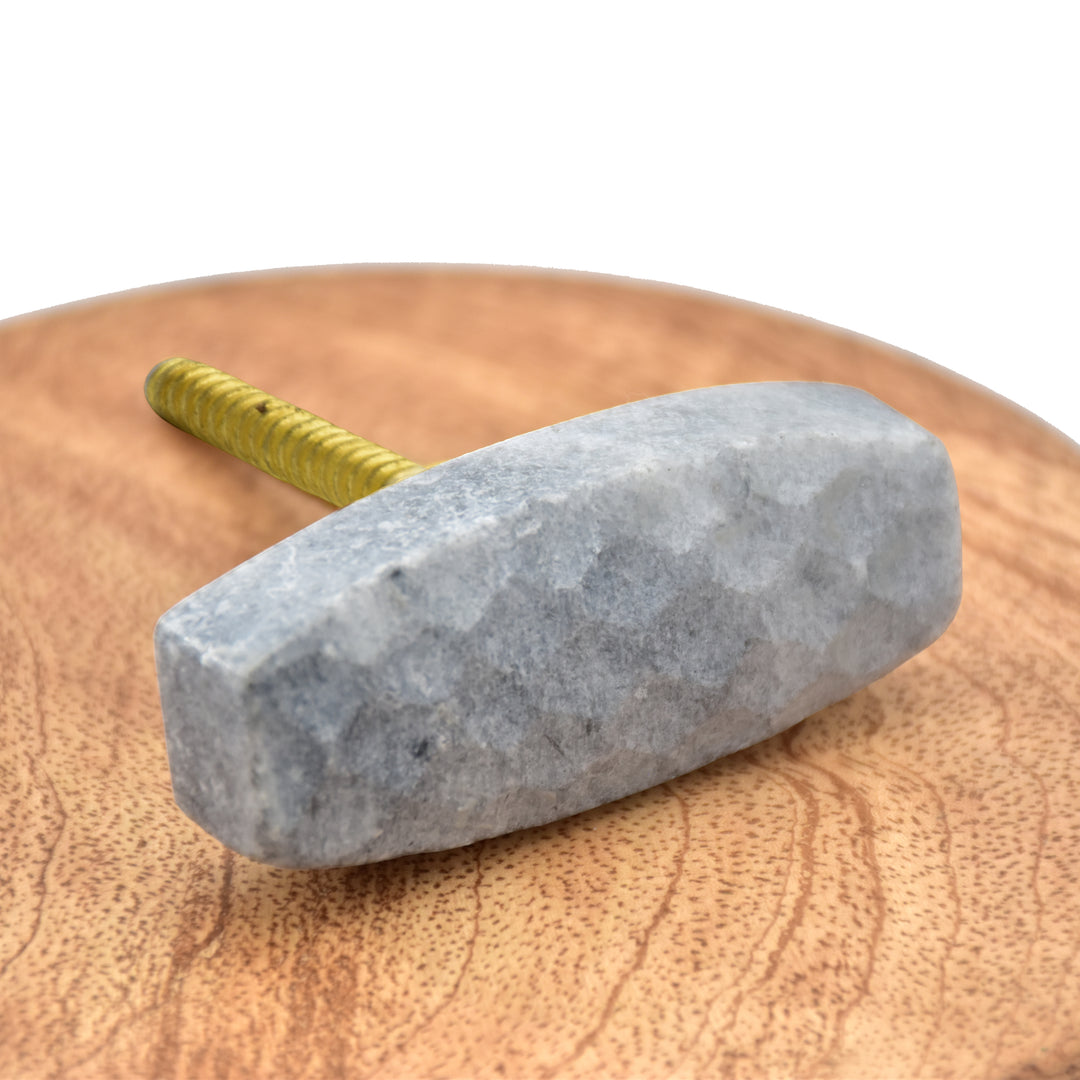 Marble Cabinet Knob with Brass Wire Wrap | Faceted Stone Drawer Knob
