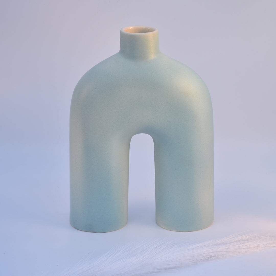 DECORATIVE HOLLOW U SHAPED NORDIC CERAMIC VASE FOR HOME DECOR