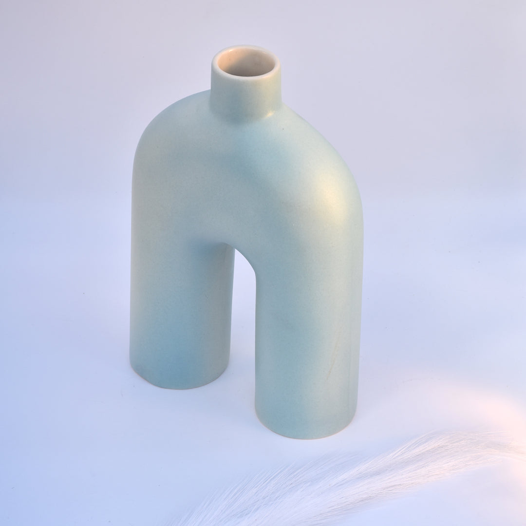 DECORATIVE HOLLOW U SHAPED NORDIC CERAMIC VASE FOR HOME DECOR