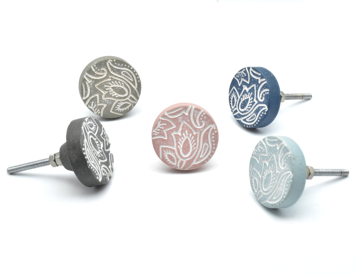 ELEGANT PAISLEY DESIGN MATTE TERRACOTTA CERAMIC CABINET DRAWER KNOBS