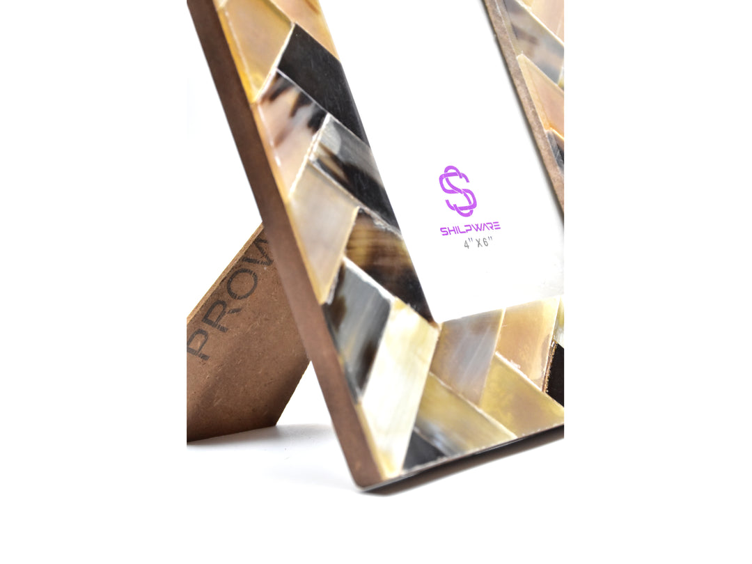 Bone Photo Frame | Handmade Multi-Color Herringbone Pattern | 4x4 &amp; 6x4 Inch | SHILPWARE