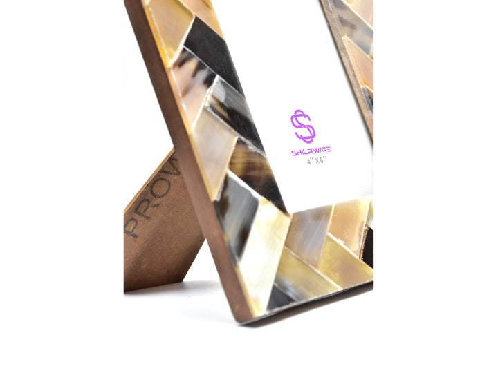 Bone Photo Frame | Handmade Multi-Color Herringbone Pattern | 4x4 &amp; 6x4 Inch | SHILPWARE