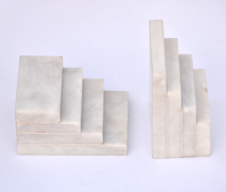 PREMIUM QUALITY STAIR PATTERN MARBLE BOOKENDS (SET OF 2)