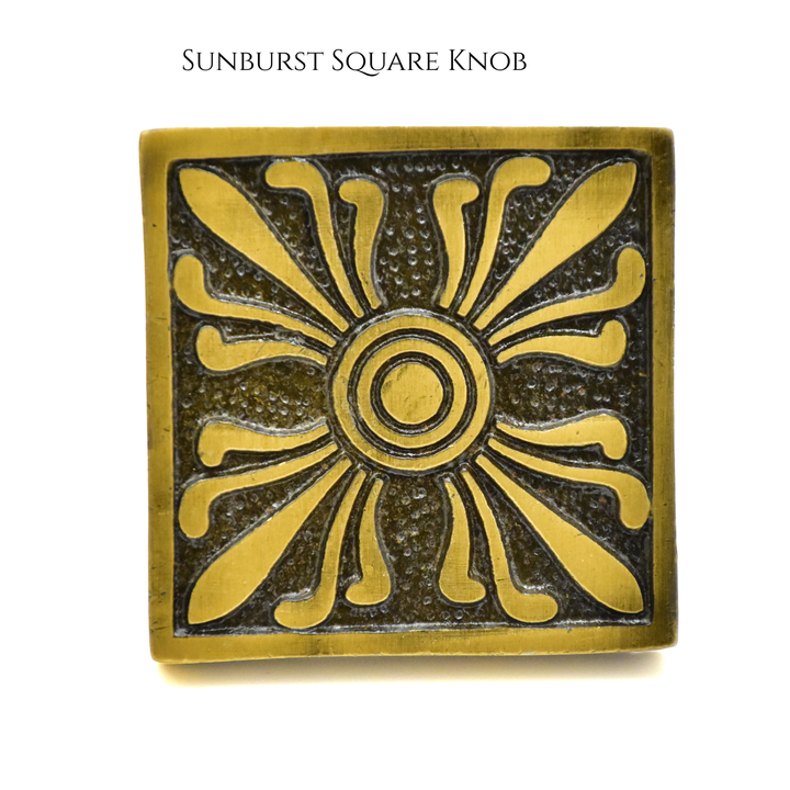Antique Brass Cabinet Knob | Floral Sunburst Drawer Pull | SHILPWARE