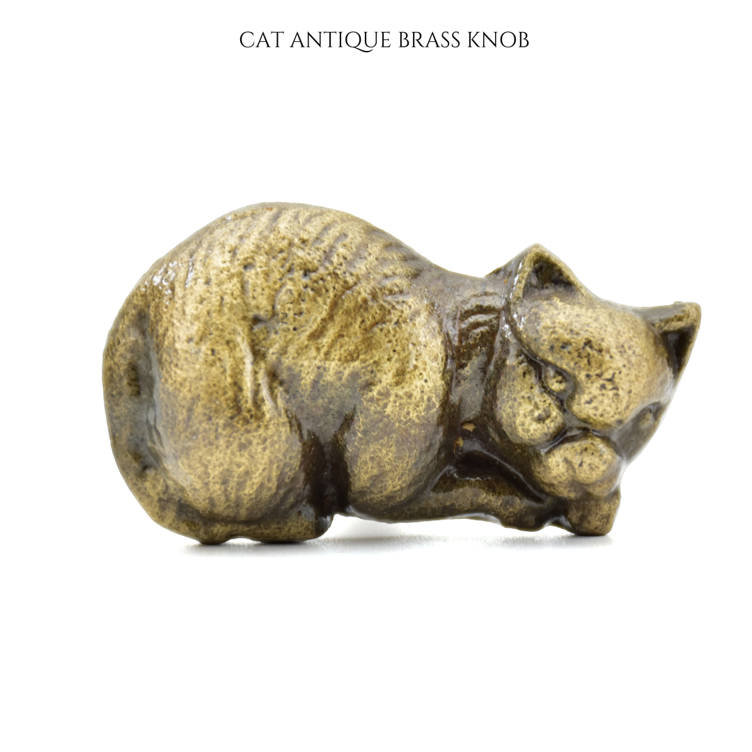 Brass Knobs | Elephant, Cat, Ribbon Knot &amp; Seahorse Drawer Pulls | Metal Animal Knob