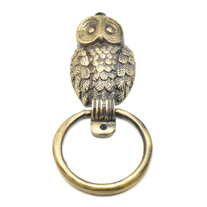Handcrafted Antique Brass Owl Door Knocker | Rustic Home Decor | SHILPWARE