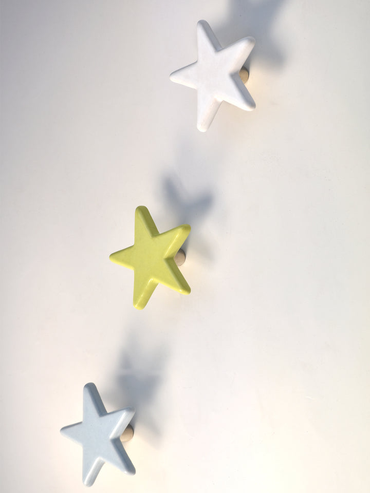 ELEGANT HANDMADE STAR SHAPE CERAMIC WALL COAT HOOKS FOR HOME DECOR