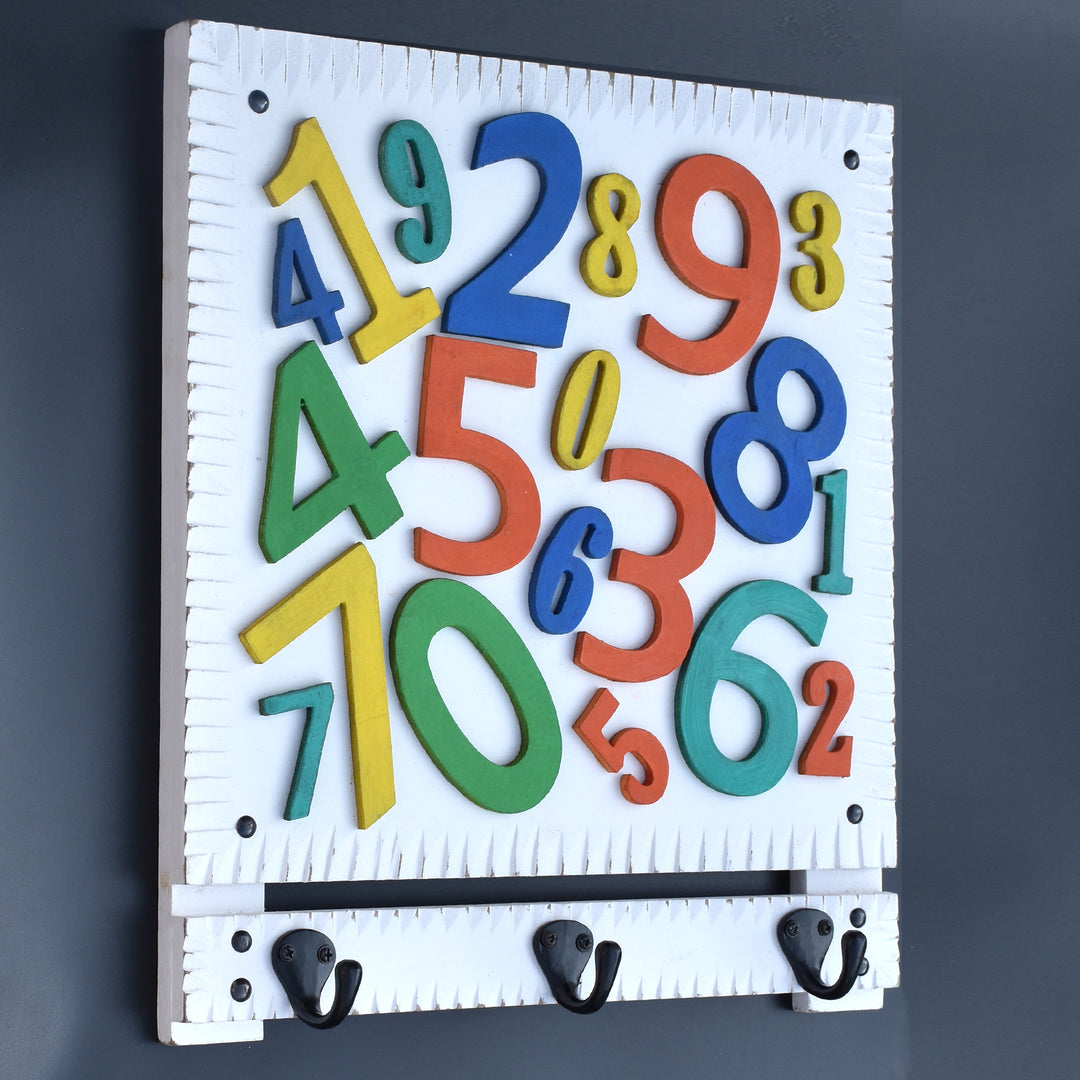 Alphabet Number Wooden Wall Hook | Decorative Entryway Organizer | SHILPWARE
