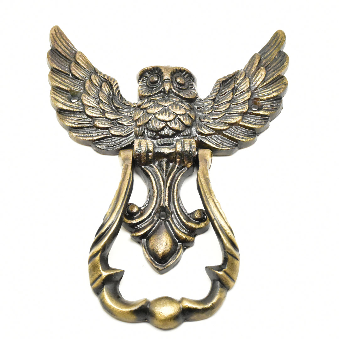 Handcrafted Antique Brass Owl Door Knocker | Rustic Home Decor | SHILPWARE