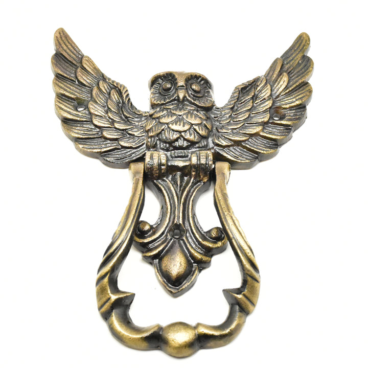 Handcrafted Antique Brass Owl Door Knocker | Rustic Home Decor | SHILPWARE