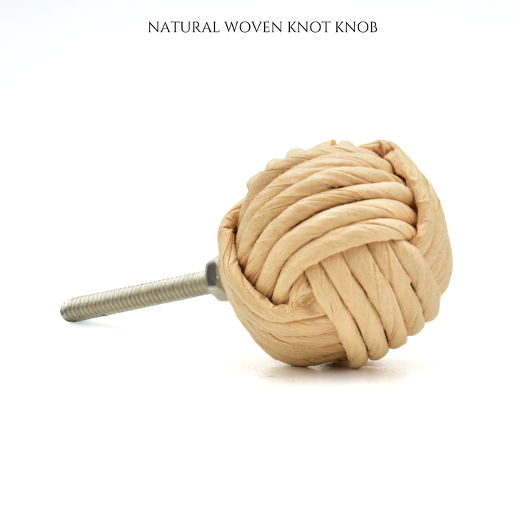 Handmade Woven Knot Cabinet Knob | Rattan Style Drawer Pull | Boho Furniture Knob | Shilpware