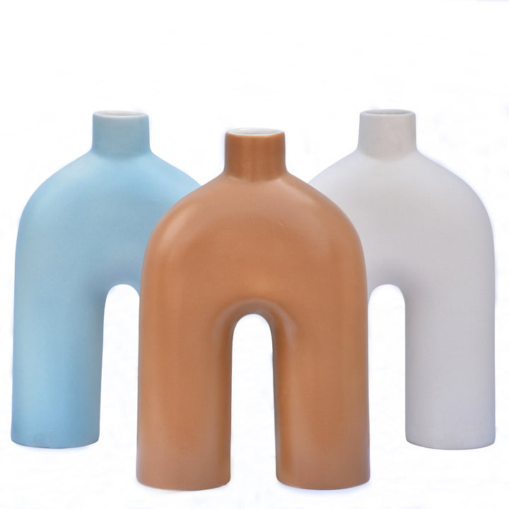 DECORATIVE HOLLOW U SHAPED NORDIC CERAMIC VASE FOR HOME DECOR