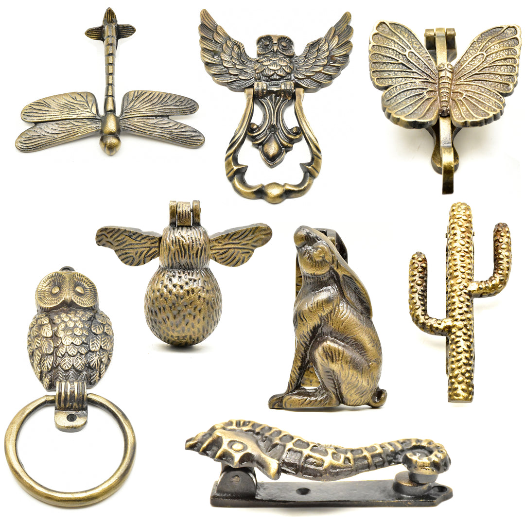 Handcrafted Antique Brass Owl Door Knocker | Rustic Home Decor | SHILPWARE