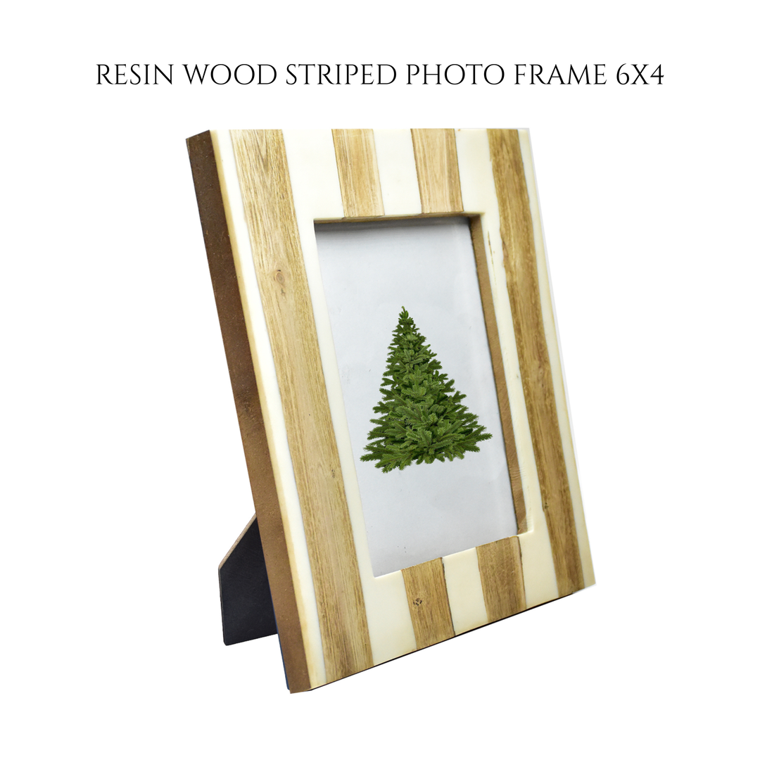 Handmade Resin and Wood Striped Photo Frame | 4x4 &amp; 6x4 Inch Picture Frame | SHILPWARE