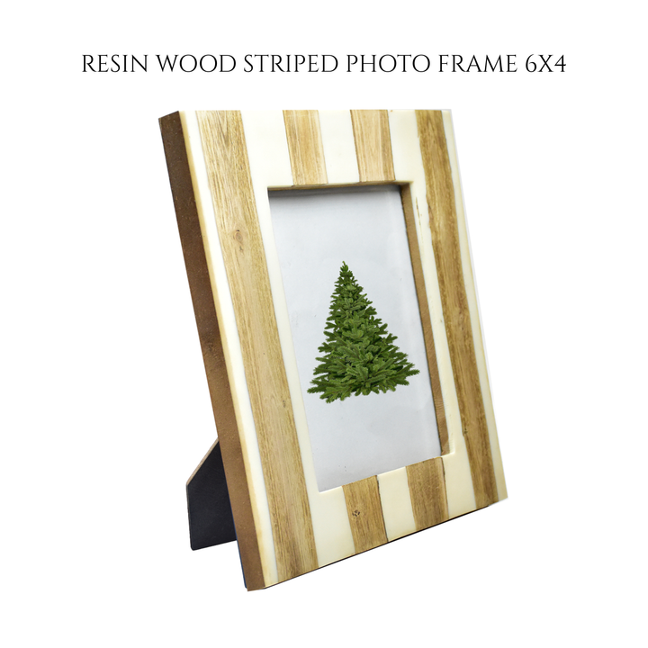 Handmade Resin and Wood Striped Photo Frame | 4x4 &amp; 6x4 Inch Picture Frame | SHILPWARE