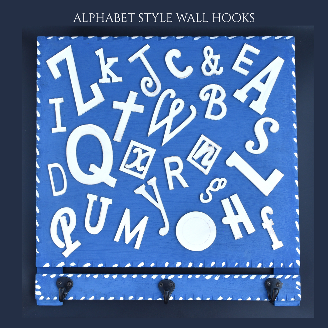Alphabet Number Wooden Wall Hook | Decorative Entryway Organizer | SHILPWARE